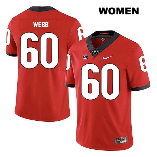 Georgia Bulldogs Women's Clay Webb #60 NCAA Legend Authentic Red Nike Stitched College Football Jersey AEE0556HB